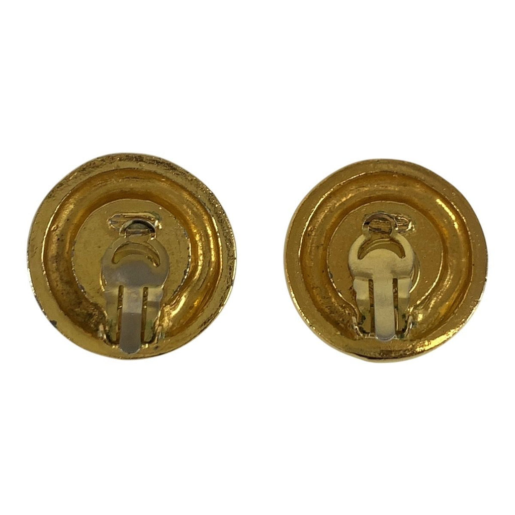 Chanel Vintage CC Logo Gold Plated Faux Pearl Earrings — view 2