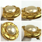 Chanel Vintage CC Logo Gold Plated Faux Pearl Earrings — view 5
