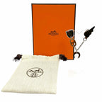 Hermes Buffalo Horn Bon Voyage Pin Brooch Chaine D'ancre Silver Brown Khaki — view 2