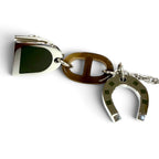 Hermes Buffalo Horn Bon Voyage Pin Brooch Chaine D'ancre Silver Brown Khaki — view 6