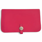 Hermes Dogon GM Framboise Togo Silver Sellier Wallet