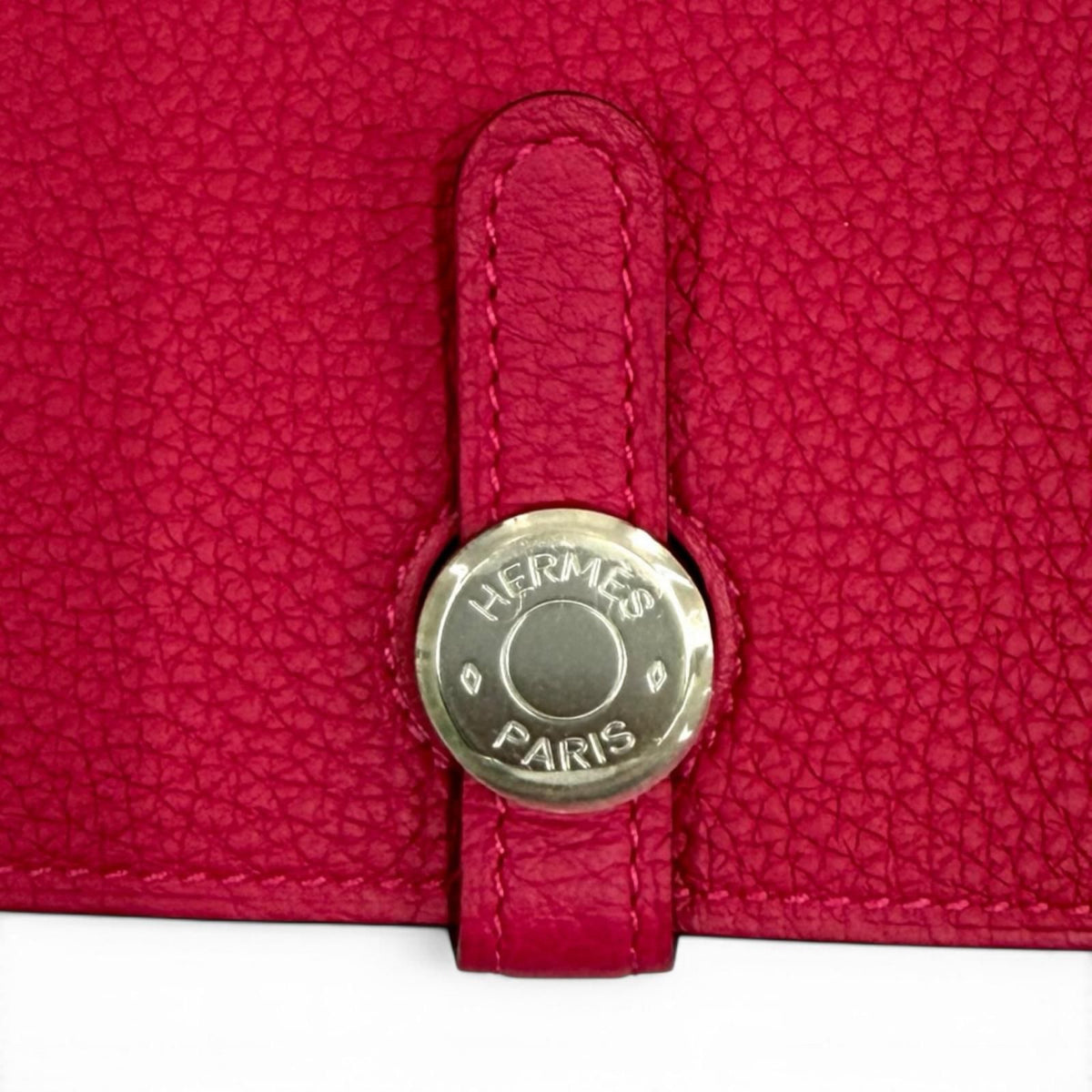Hermes Dogon GM Framboise Togo Silver Sellier Wallet — view 7