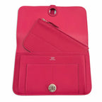 Hermes Dogon GM Framboise Togo Silver Sellier Wallet — view 4
