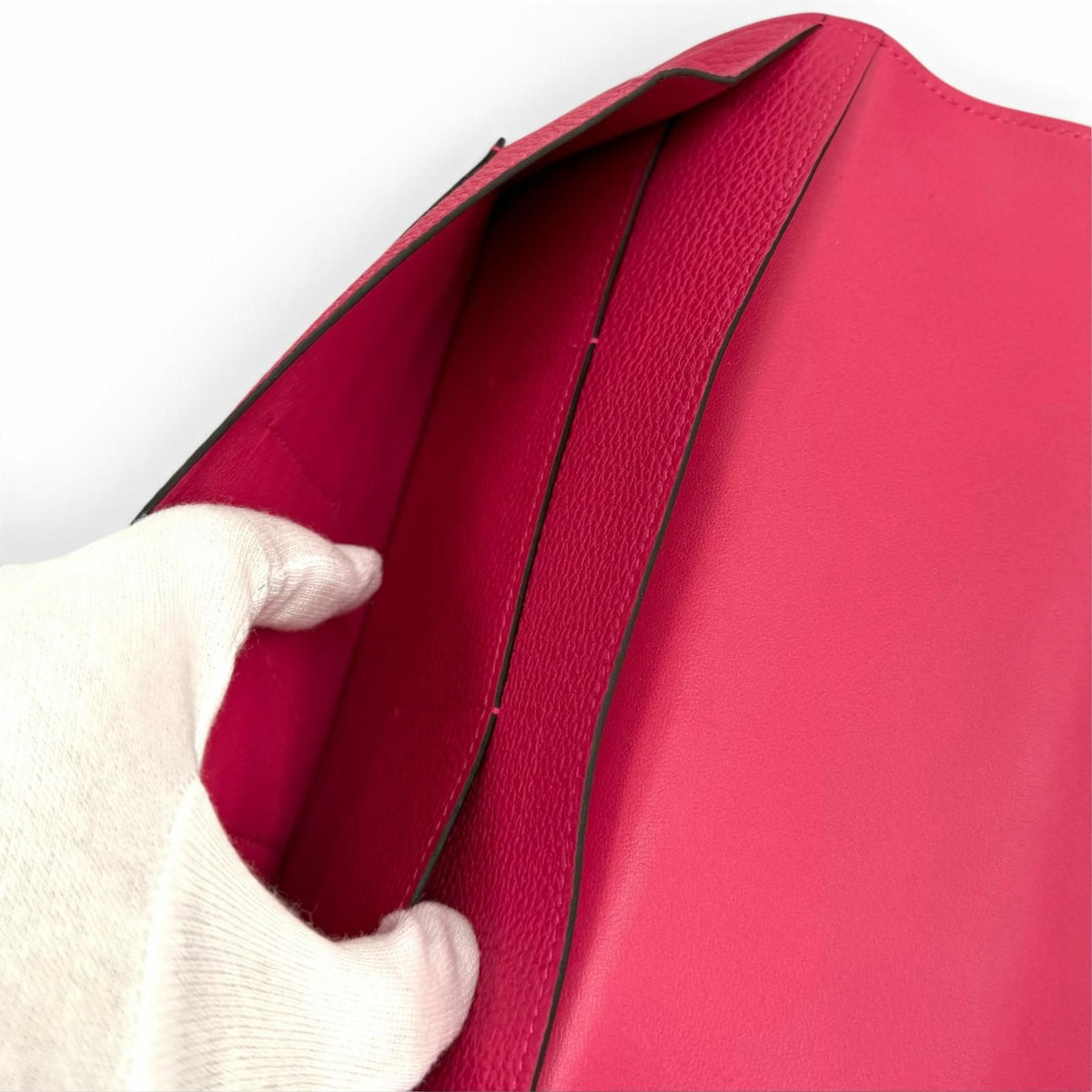 Hermes Dogon GM Framboise Togo Silver Sellier Wallet — view 5