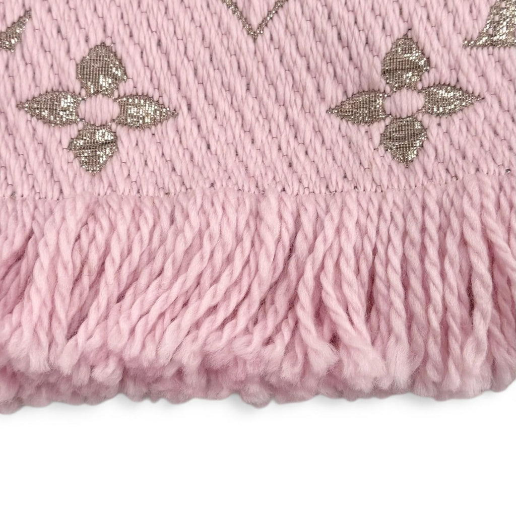 Louis Vuitton Logomania Scarf Shine Wool Silk Blend Rose Ballerine — view 6