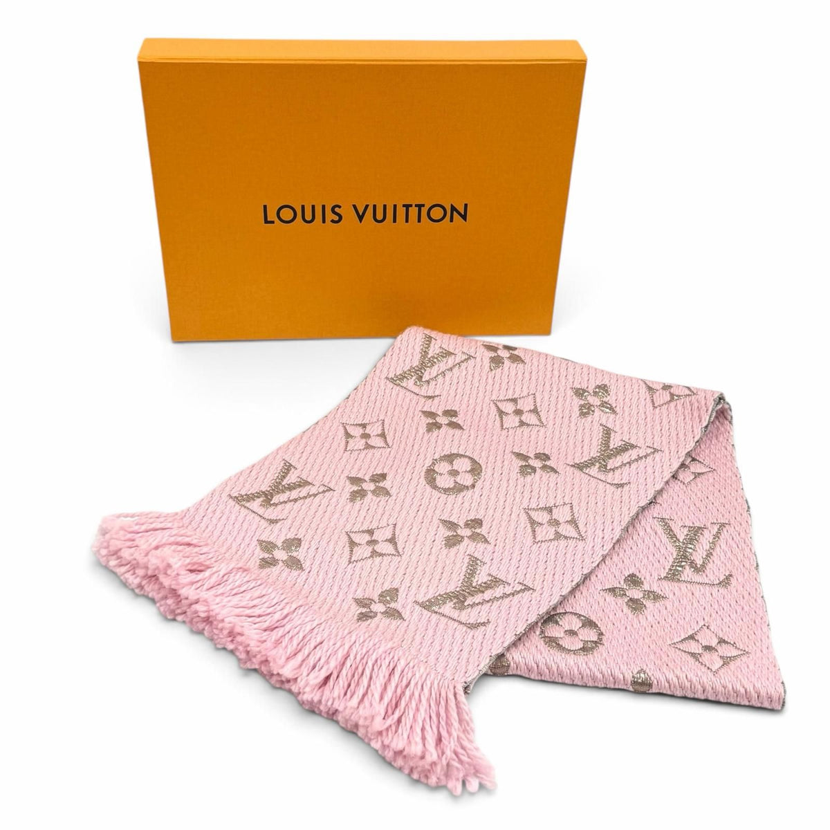 Louis Vuitton Logomania Scarf Shine Wool Silk Blend Rose Ballerine — view 2