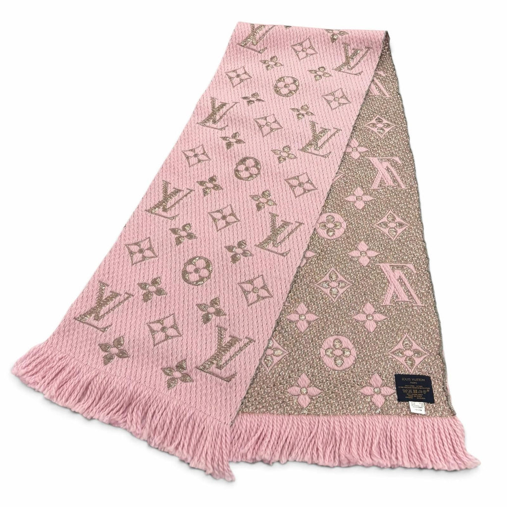 Louis Vuitton Logomania Scarf Shine Wool Silk Blend Rose Ballerine — view 4