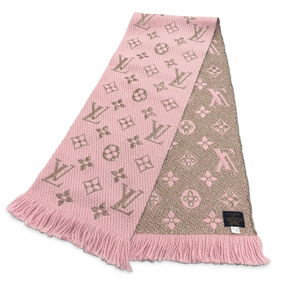 Louis Vuitton Logomania Scarf Shine Wool Silk Blend Rose Ballerine — view 4