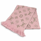 Louis Vuitton Logomania Scarf Shine Wool Silk Blend Rose Ballerine
