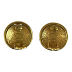 Chanel Vintage CC Logo Gold Plated Earrings 93P Stamp — view 3