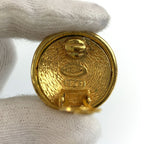 Chanel Vintage CC Logo Gold Plated Earrings 93P Stamp — view 4