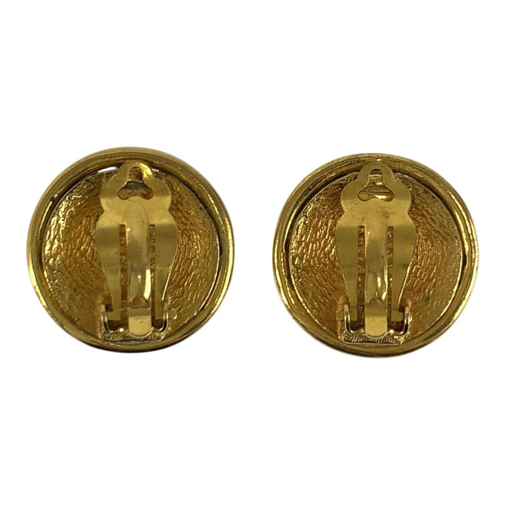 Chanel Vintage CC Logo Gold Plated Earrings 93P Stamp — view 2