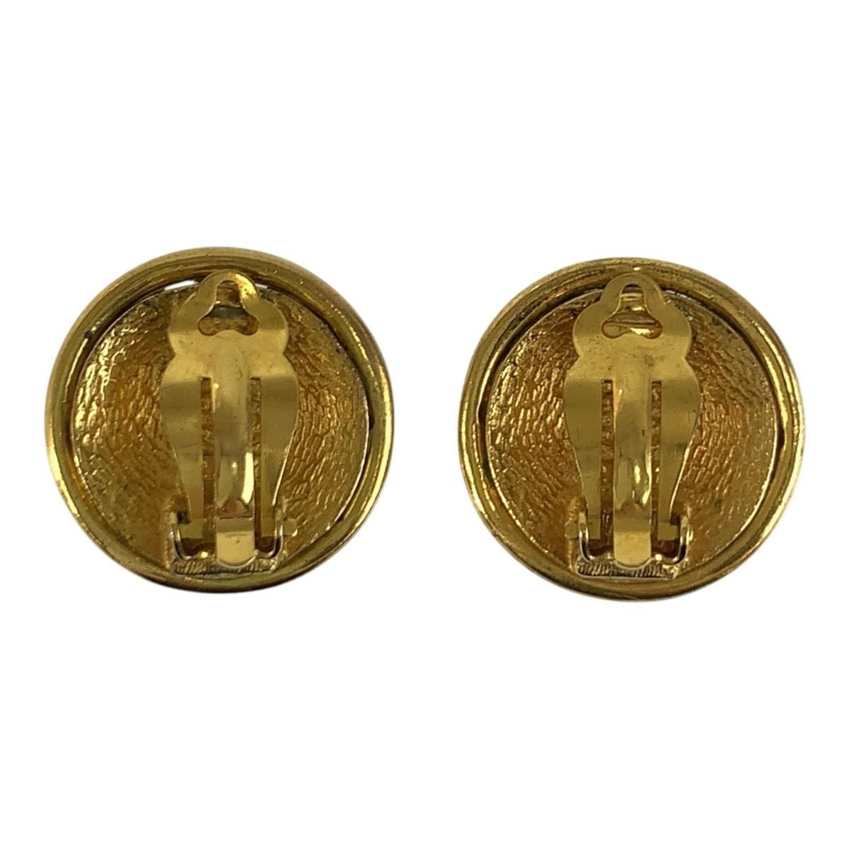 Chanel Vintage CC Logo Gold Plated Earrings 93P Stamp — view 2