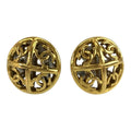 Chanel Vintage CC Logo Gold Plated Earrings 93P Stamp
