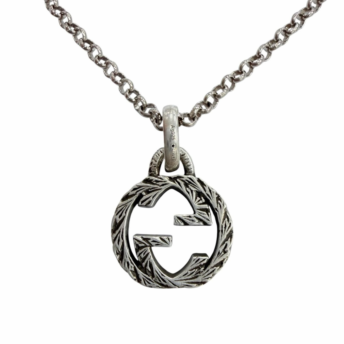 Gucci Interlocking G Arabesque Necklace Silver — view 3