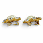 Chanel Vintage Metal Eco Pearl Crystal Bijou Earrings Gold — view 3