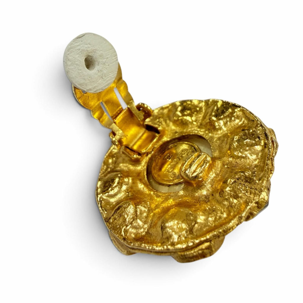 Chanel Vintage Metal Eco Pearl Crystal Bijou Earrings Gold — view 5