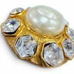 Chanel Vintage Metal Eco Pearl Crystal Bijou Earrings Gold — view 6