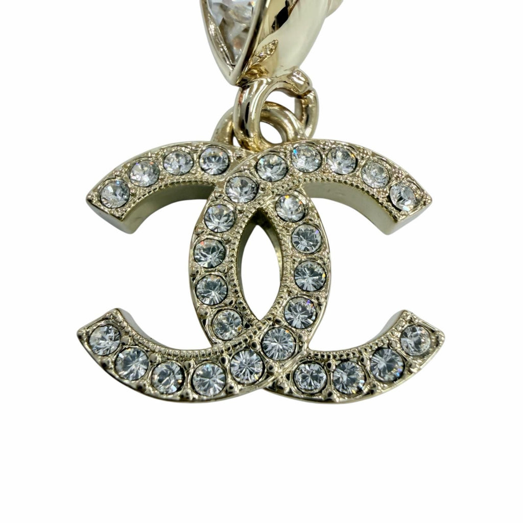 Chanel CC Logo Crystal Bijou Droplet Shape Earrings Gold — view 4
