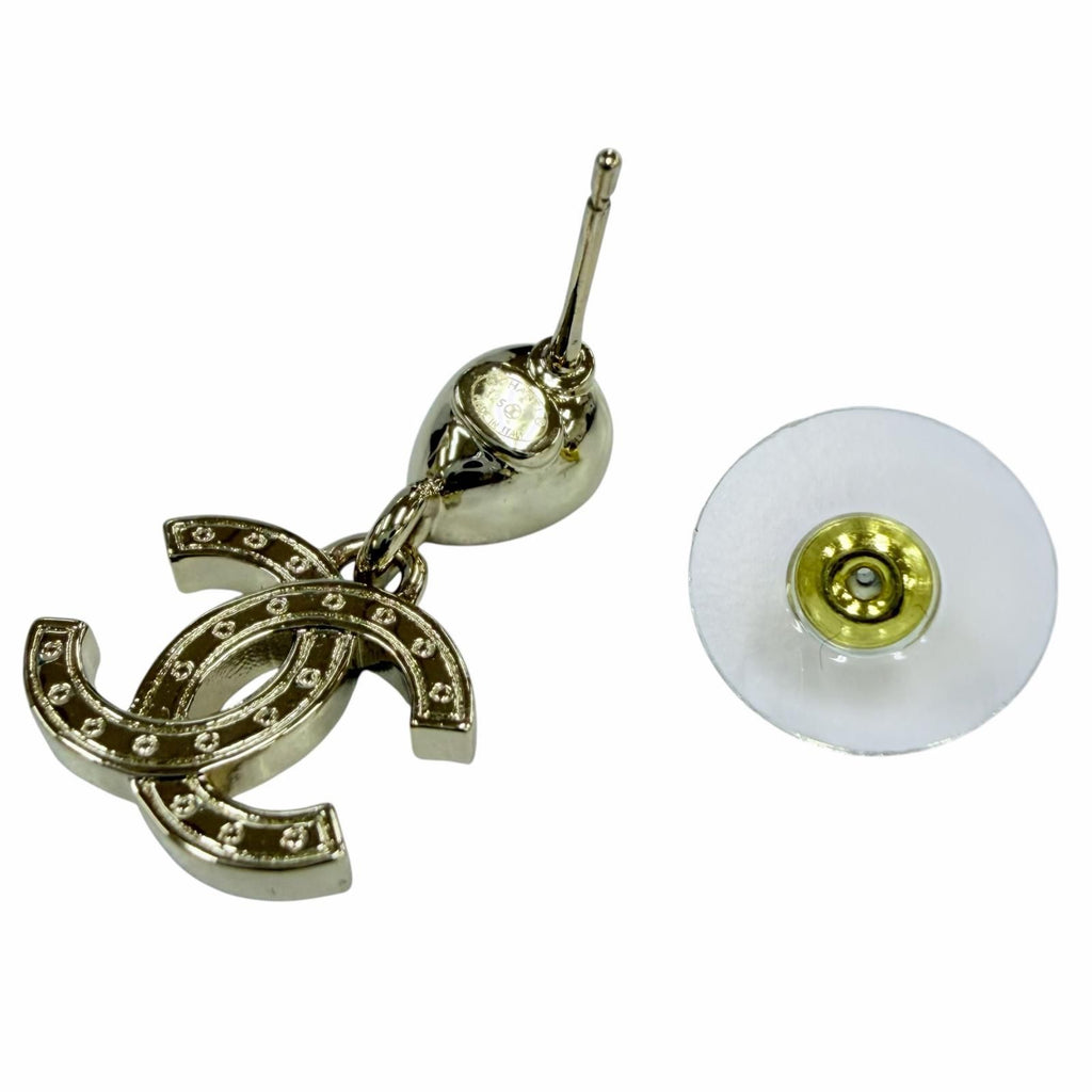 Chanel CC Logo Crystal Bijou Droplet Shape Earrings Gold — view 5