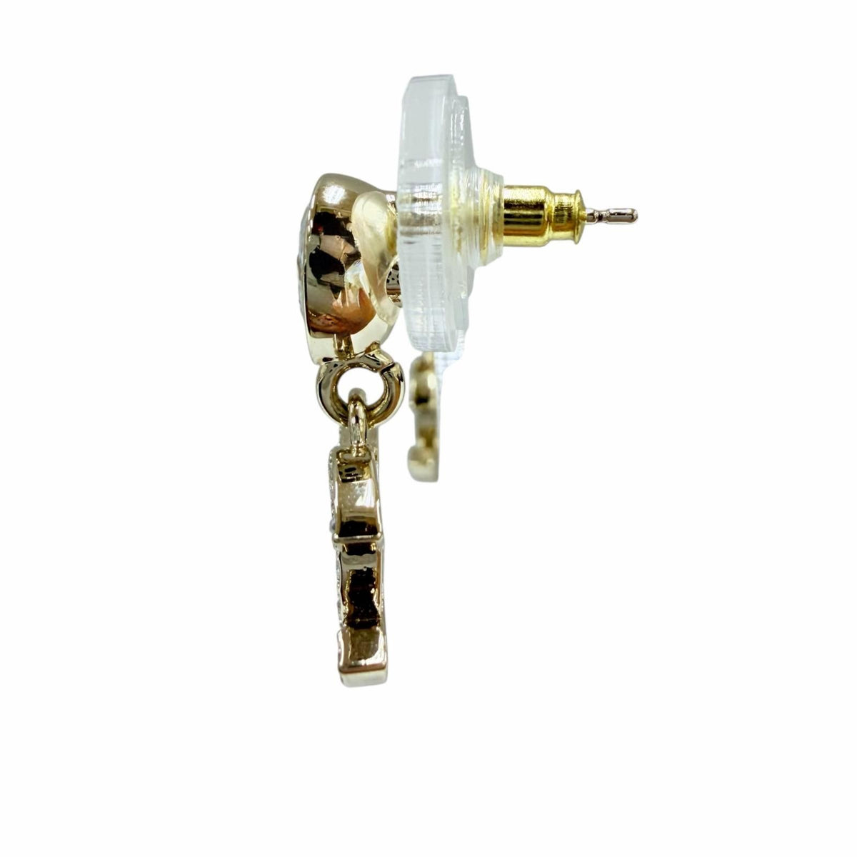 Chanel CC Logo Crystal Bijou Droplet Shape Earrings Gold — view 2