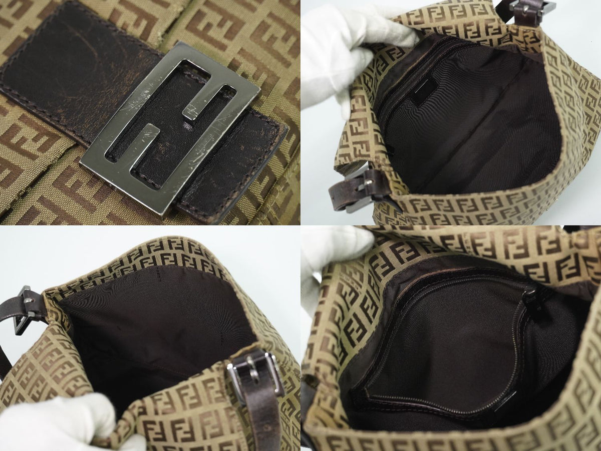 Fendi Mamma Bucket Zucchino Shoulder Bag Canvas Brown — view 8