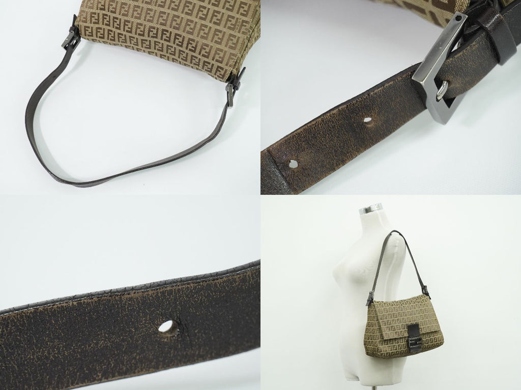 Fendi Mamma Bucket Zucchino Shoulder Bag Canvas Brown — view 6