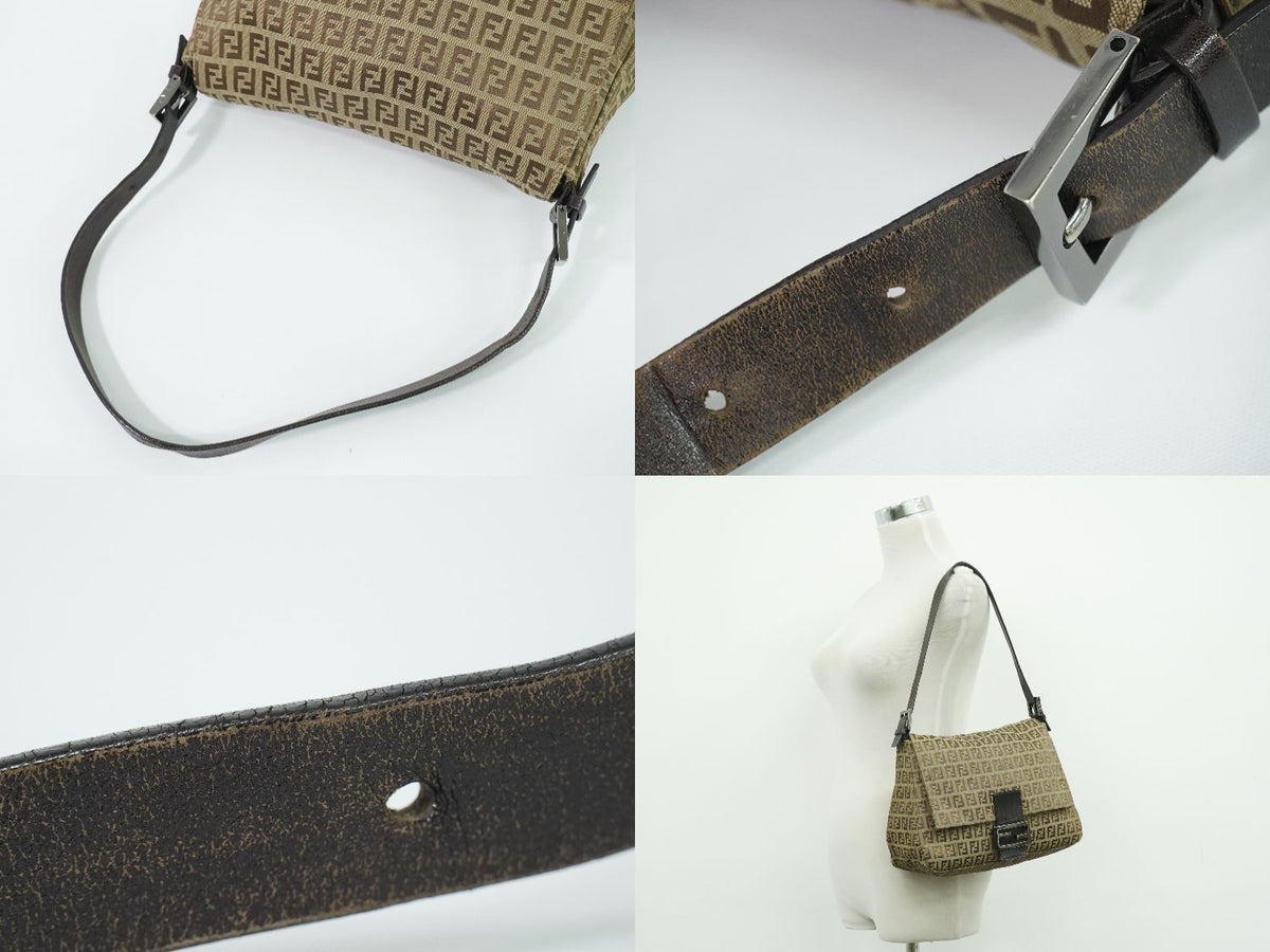 Fendi Mamma Bucket Zucchino Shoulder Bag Canvas Brown — view 6
