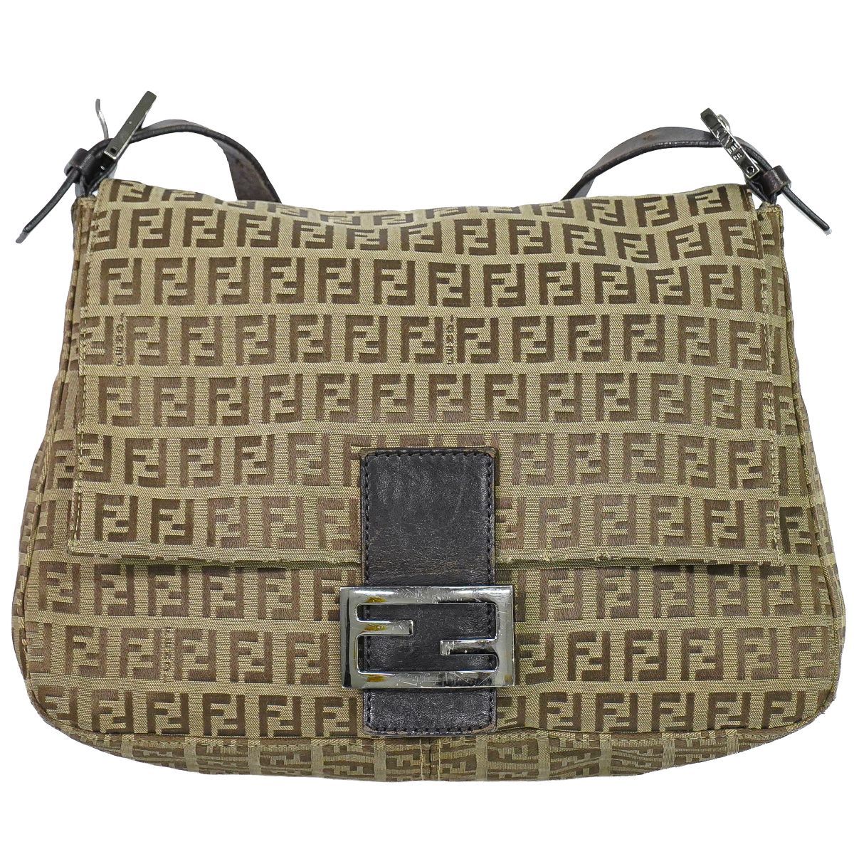 Fendi Mamma Bucket Zucchino Shoulder Bag Canvas Brown