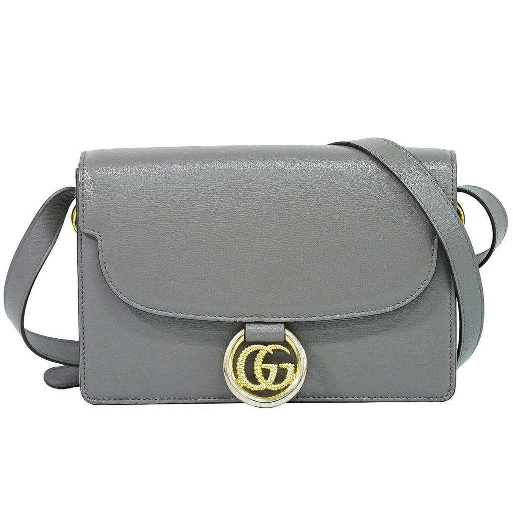 Gucci GG Marmont Shoulder Bag Pochette Leather Gray