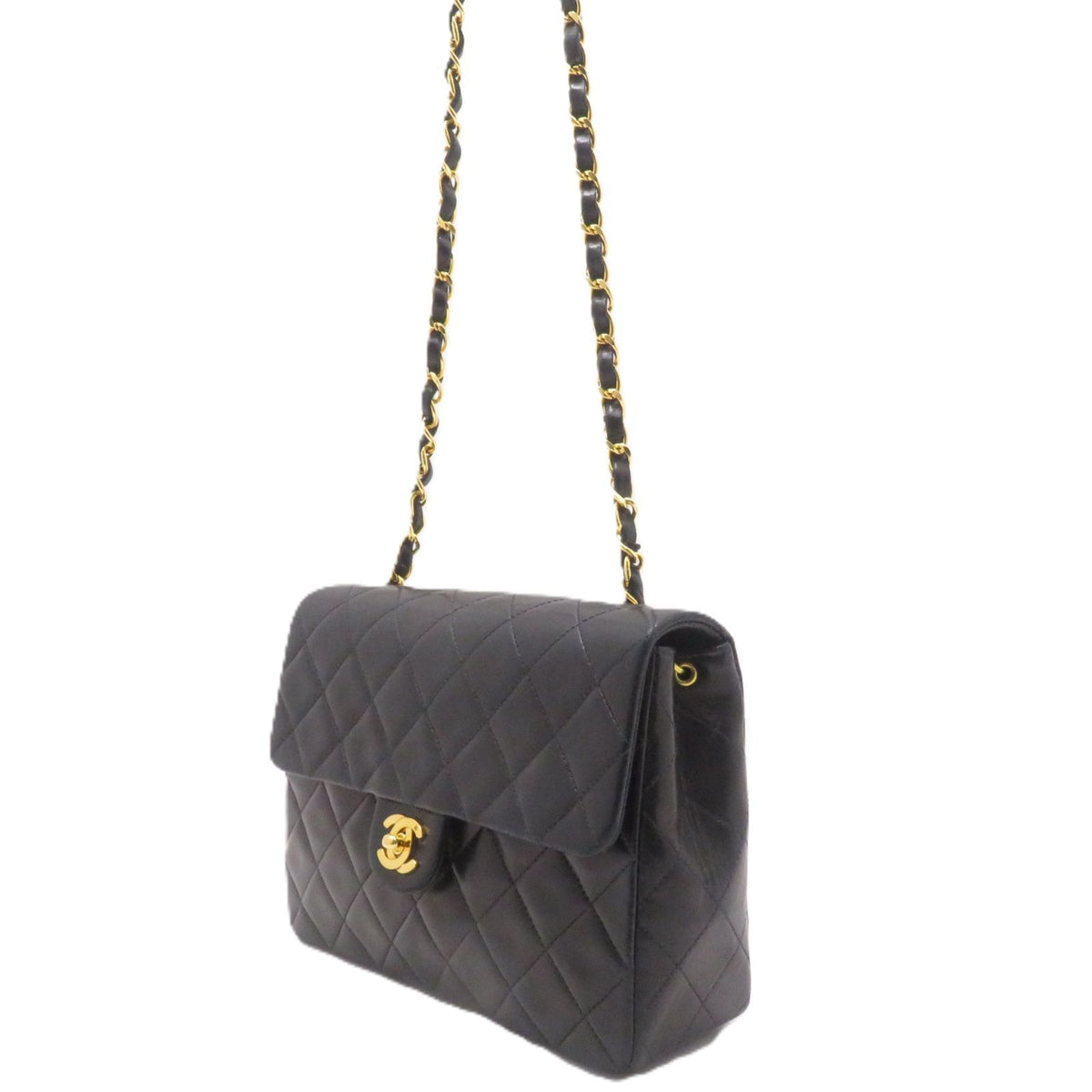 Chanel Mini Quilted 20 Chain Shoulder Bag Black Lambskin — view 3