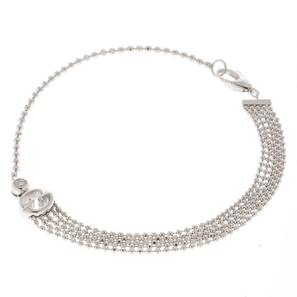 Gucci Interlocking G Gbl WG D 17 Bracelet 18k White Gold Diamond