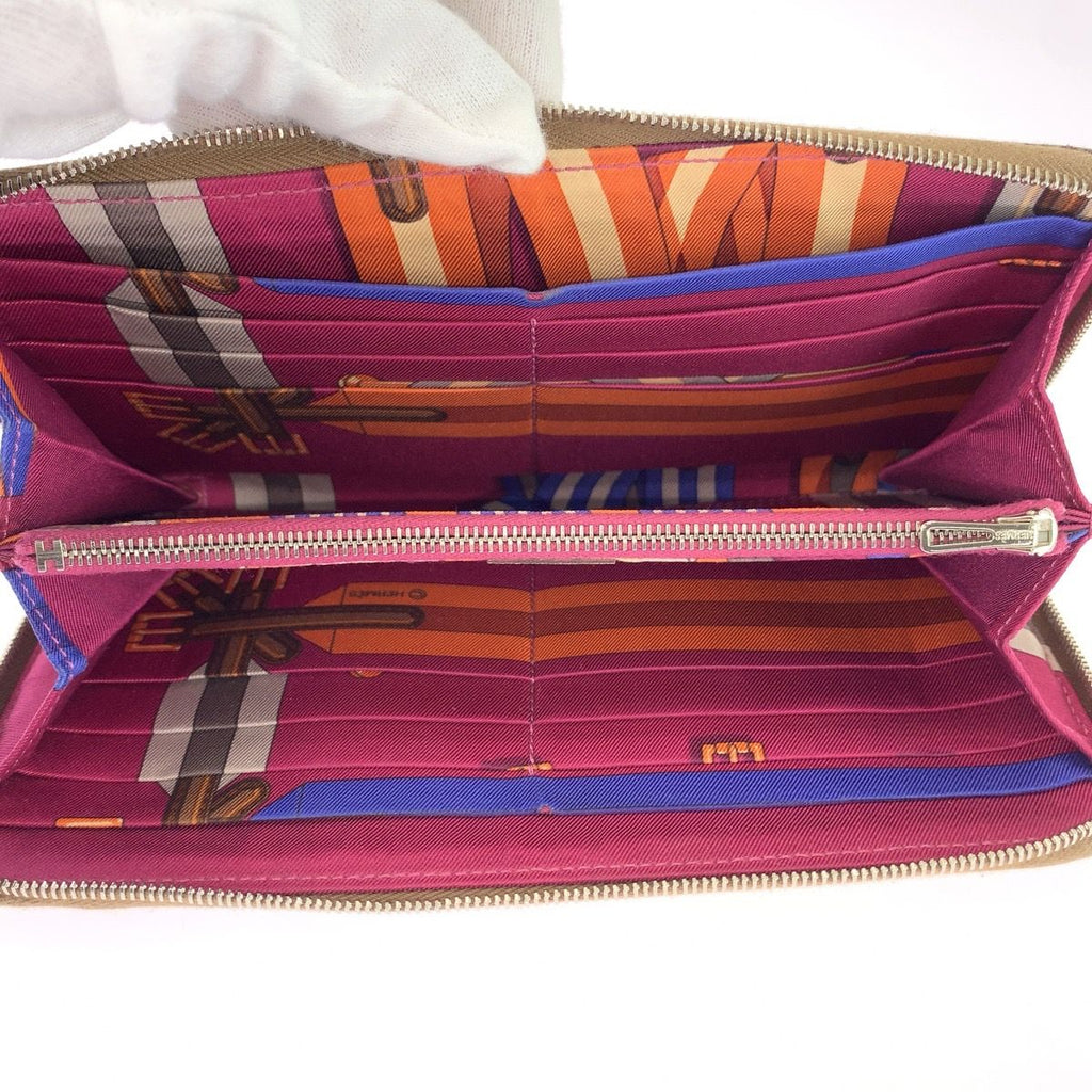Hermes Azap Silk'in Etoupe Greige Veau Epsom Wallet Zip Around — view 8