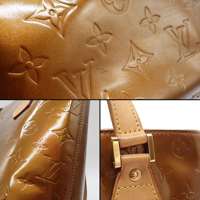 Louis Vuitton Tote Bag Houston Blanc Monogram Vernis Gold — view 8