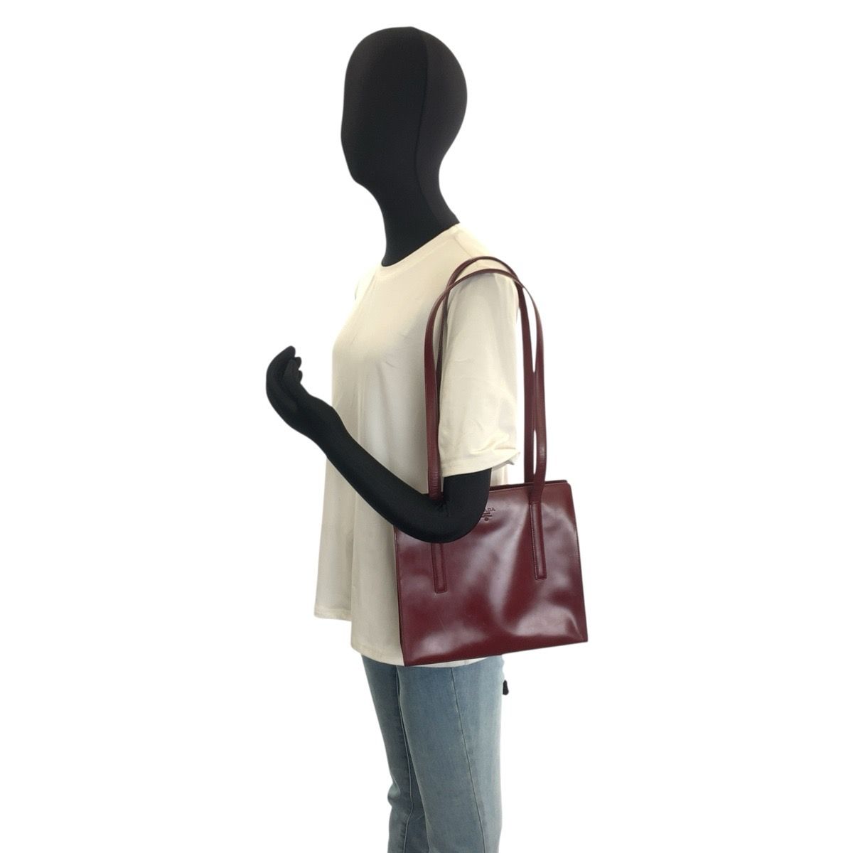 Prada Red Patent Leather Tote Shoulder Bag — view 7
