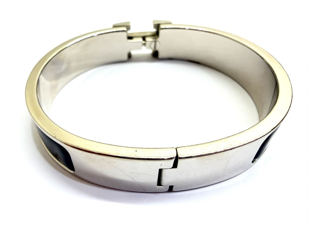 Hermes Clic Clac PM P Bangle Enamel SS Black Bracelet — view 2