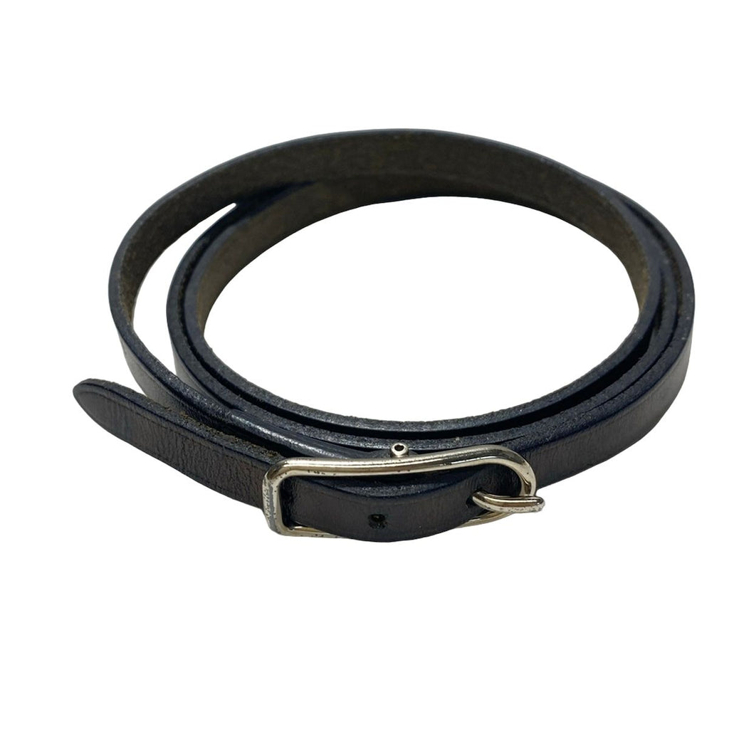 Hermes Bracelet Hapi 1 Leather Black Silver