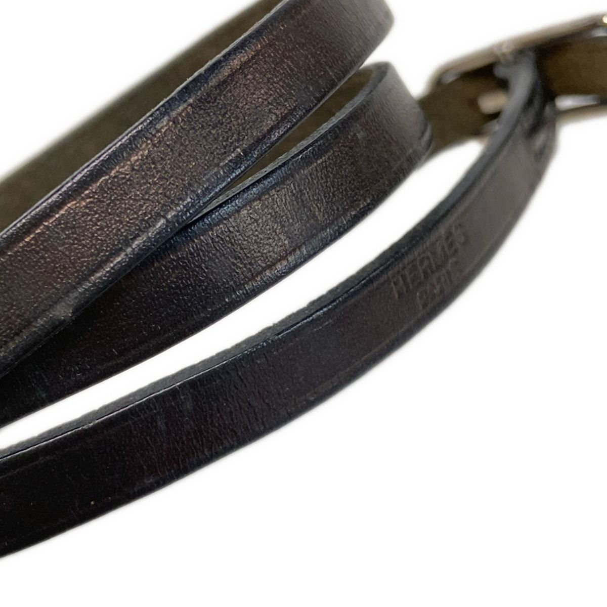 Hermes Bracelet Hapi 1 Leather Black Silver — view 4