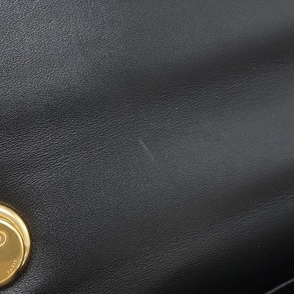 Celine Shoulder Bag Matelasse Monochrome Leather Black Gold Logo Chain — view 7
