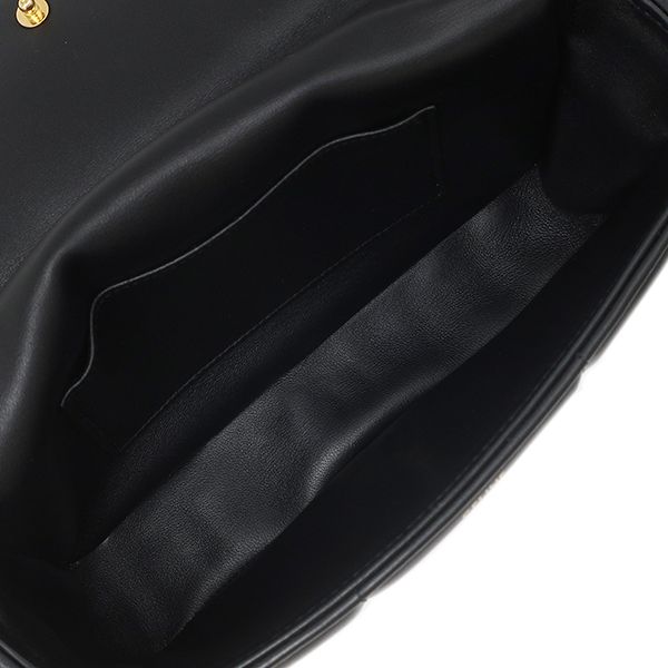 Celine Shoulder Bag Matelasse Monochrome Leather Black Gold Logo Chain — view 8