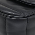 Celine Shoulder Bag Matelasse Monochrome Leather Black Gold Logo Chain — view 4
