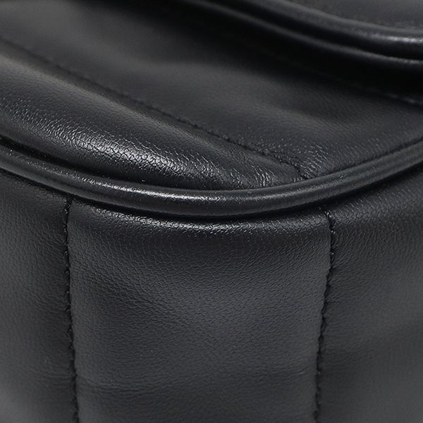 Celine Shoulder Bag Matelasse Monochrome Leather Black Gold Logo Chain — view 4