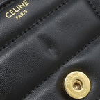 Celine Shoulder Bag Matelasse Monochrome Leather Black Gold Logo Chain — view 6