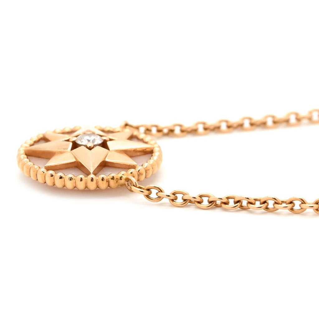 Dior Necklace Rose Des Vents Medallion Pink Gold Diamond Pearl Wind Motif — view 3