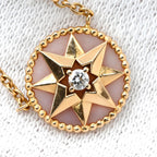 Dior Necklace Rose Des Vents Medallion Pink Gold Diamond Pearl Wind Motif — view 7