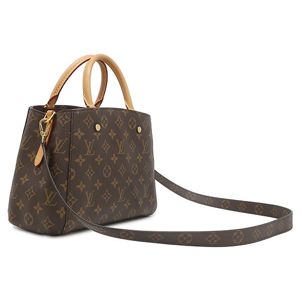 Louis Vuitton 2-Way Bag Montaigne BB Monogram Canvas Gold Brown Shoulder Handbag — view 2