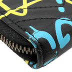 Gucci Wallet Ghost Zip Around Leather Black Yellow Blue Vintage GG Star Doodle — view 4