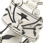 Prada Key Holder White Tiger Leather Black Silver Animal Charm — view 3