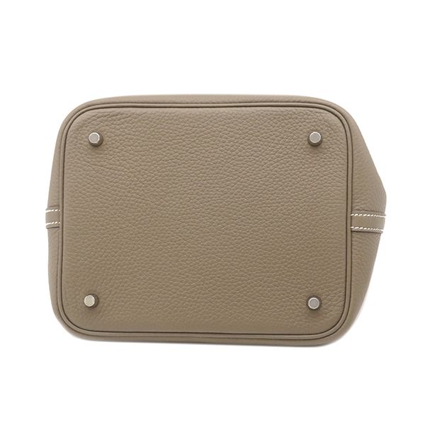 Hermes Handbag Picotin Lock MM 22 Taurillon Clemence Etoupe Silver Greige — view 4