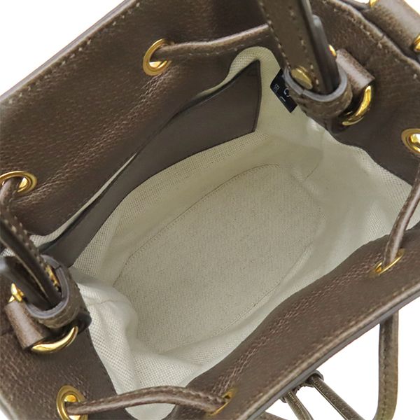Gucci 2-Way Jumbo GG Ophidia Leather Canvas Beige Ebony Gold Bucket Bag — view 6